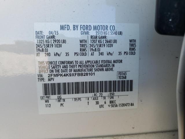 Photo 14 from auction – 2015 FORD EDGE TITAN with VIN 2FMPK4K9XFBB28101