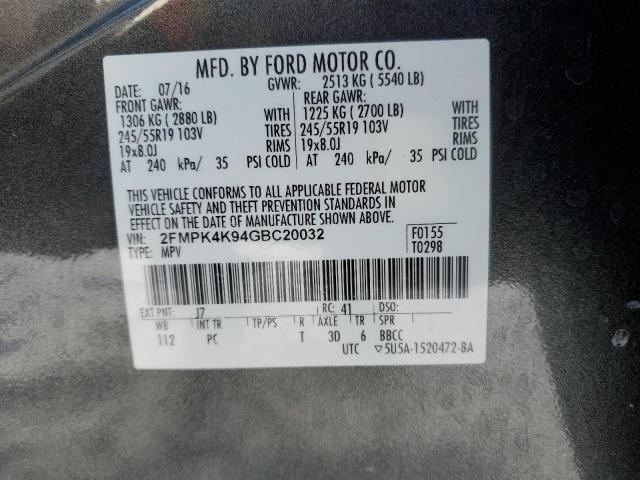 Photo 14 from auction – 2016 FORD EDGE TITAN with VIN 2FMPK4K94GBC20032