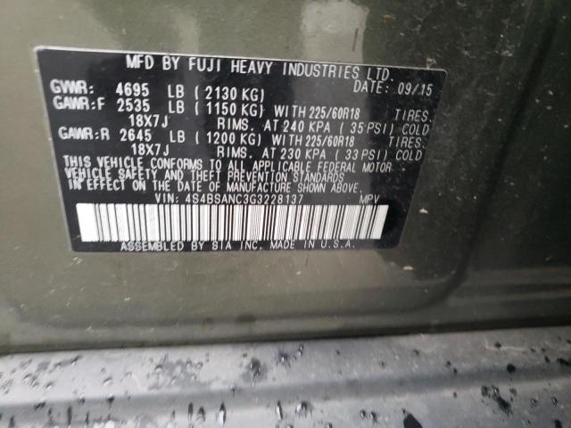 Photo 14 from auction – 2016 SUBARU OUTBACK 2. with VIN 4S4BSANC3G3228137