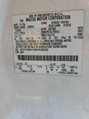 Photo 14 from auction – 2006 MAZDA TRIBUTE S with VIN 4F2YZ06116KM28522