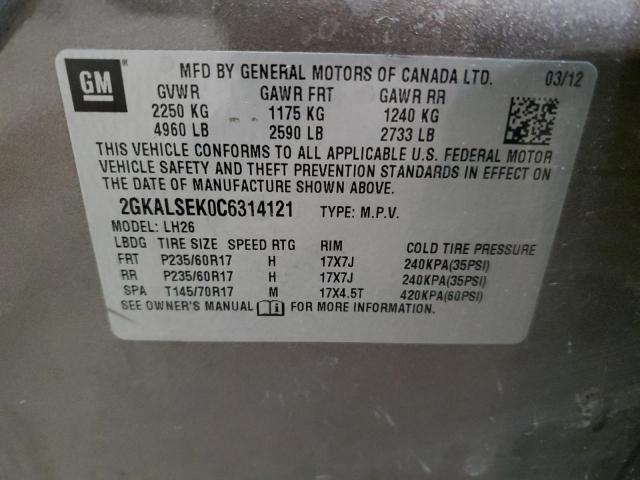 Photo 14 from auction – 2012 GMC TERRAIN SL with VIN 2GKALSEK0C6314121