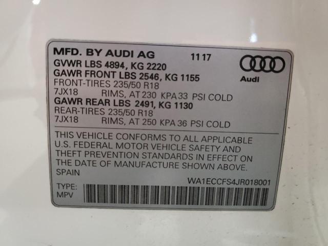 Photo 14 from auction – 2018 AUDI Q3 PREMIUM with VIN WA1ECCFS4JR018001