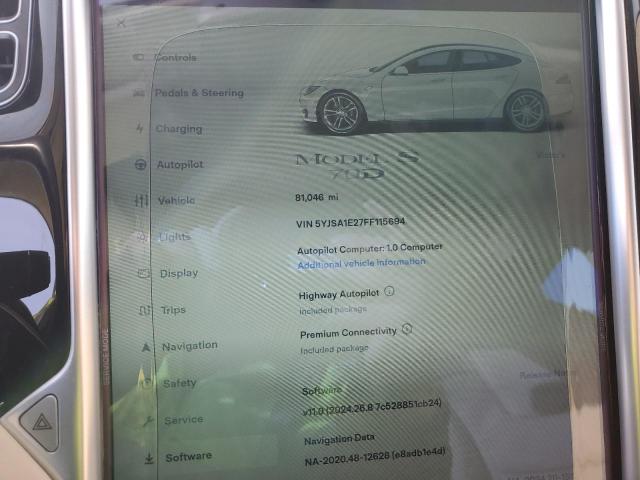 Photo 9 from auction – 2015 TESLA MODEL S with VIN 5YJSA1E27FF115694