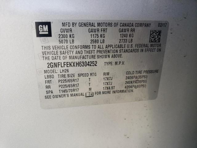 Photo 14 from auction – 2017 CHEVROLET EQUINOX LT with VIN 2GNFLFEKXH6304252