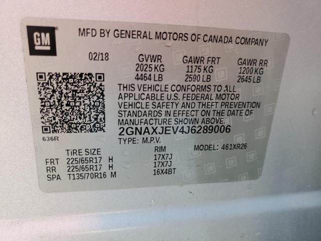 Photo 14 from auction – 2018 CHEVROLET EQUINOX LT with VIN 2GNAXJEV4J6289006