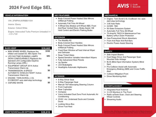 Photo 13 from auction – 2024 FORD EDGE SEL with VIN 2FMPK4J93RBB01554