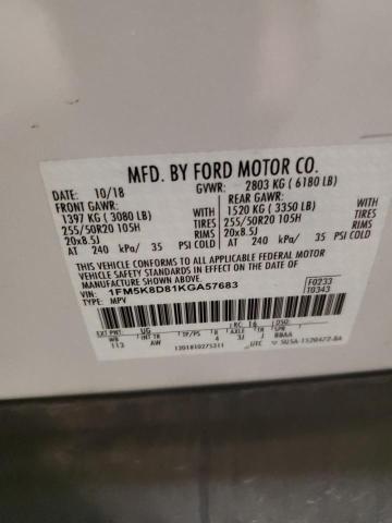 Photo 14 from auction – 2019 FORD EXPLORER X with VIN 1FM5K8D81KGA57683