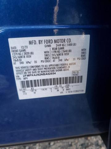 Photo 14 from auction – 2022 FORD EDGE SEL with VIN 2FMPK4J92NBA02654