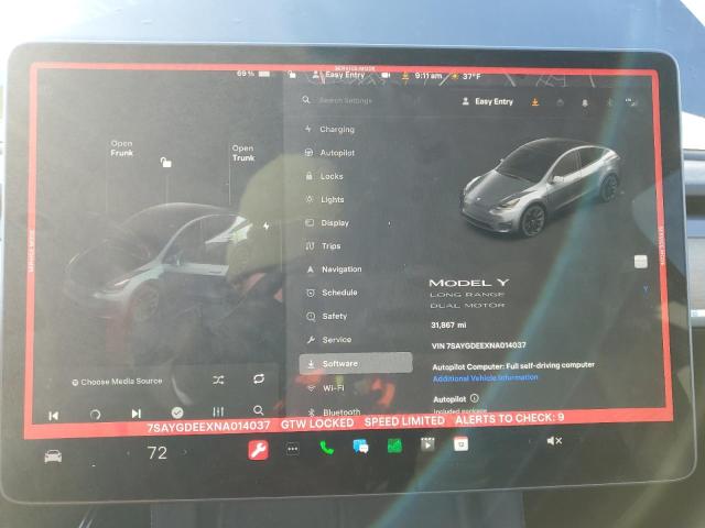 Photo 9 from auction – 2022 TESLA MODEL Y with VIN 7SAYGDEEXNA014037