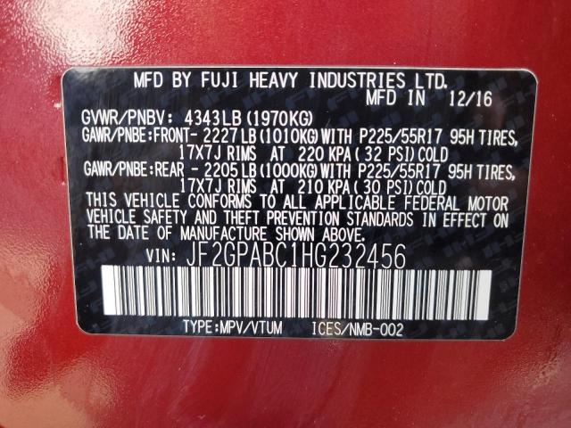 Photo 14 from auction – 2017 SUBARU CROSSTREK with VIN JF2GPABC1HG232456