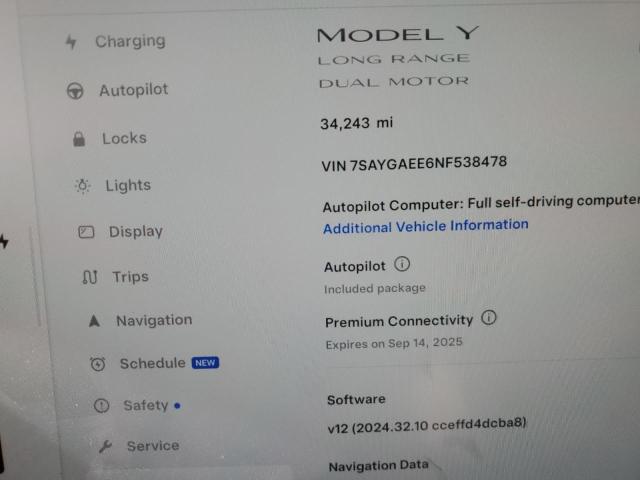 Photo 9 from auction – 2022 TESLA MODEL Y with VIN 7SAYGAEE6NF538478