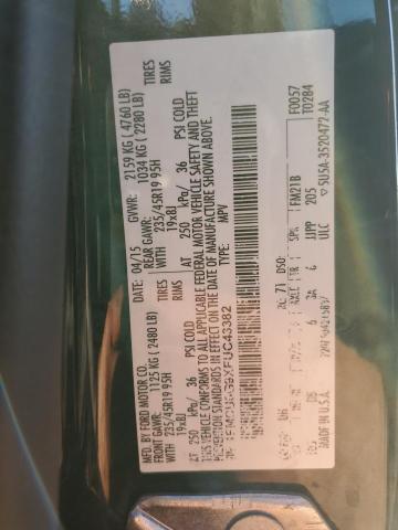 Photo 14 from auction – 2015 FORD ESCAPE SE with VIN 1FMCU0G9XFUC43382