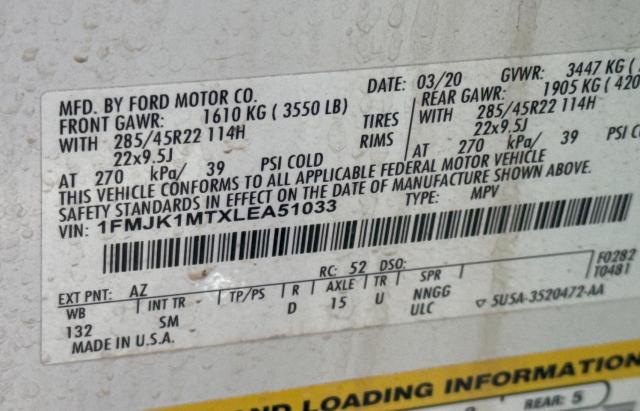 Photo 10 from auction – 2020 FORD EXPEDITION with VIN 1FMJK1MTXLEA51033