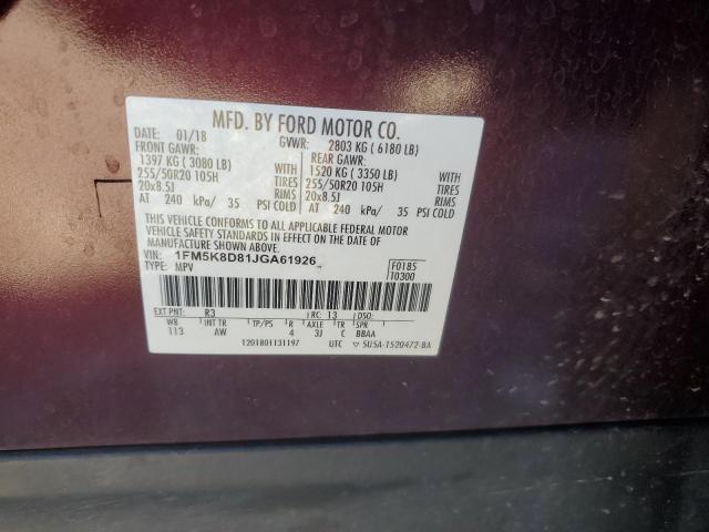 Photo 14 from auction – 2018 FORD EXPLORER X with VIN 1FM5K8D81JGA61926
