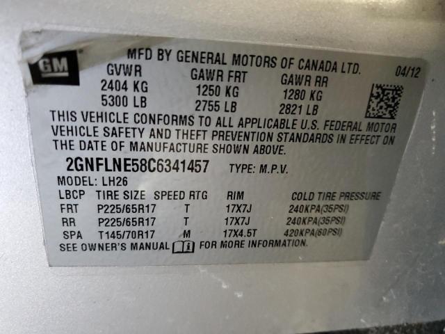 Photo 14 from auction – 2012 CHEVROLET EQUINOX LT with VIN 2GNFLNE58C6341457