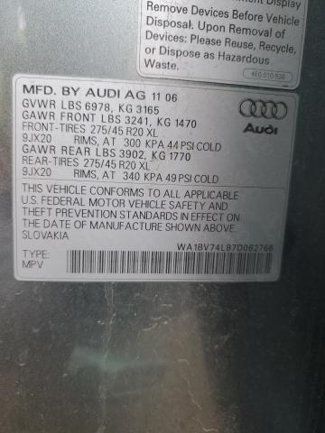 Photo 14 from auction – 2007 AUDI Q7 4.2 QUA with VIN WA1BV74L87D062766