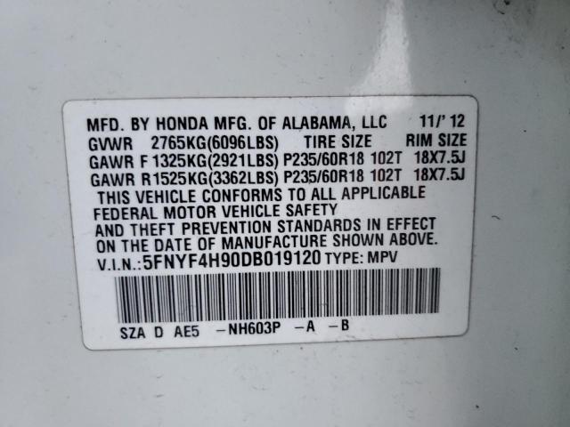 Photo 14 from auction – 2013 HONDA PILOT TOUR with VIN 5FNYF4H90DB019120