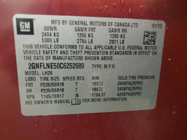 Photo 14 from auction – 2012 CHEVROLET EQUINOX LT with VIN 2GNFLNE50C6252689