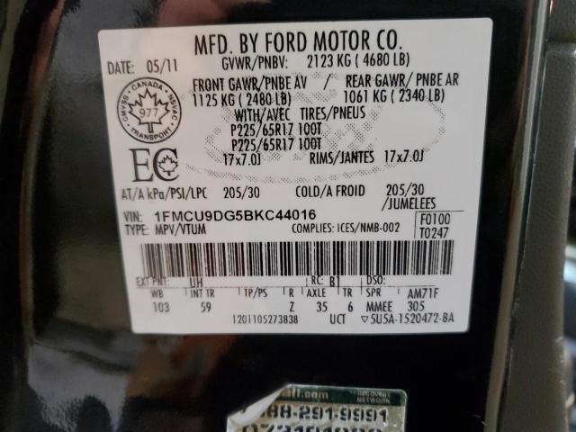 Photo 14 from auction – 2011 FORD ESCAPE XLT with VIN 1FMCU9DG5BKC44016