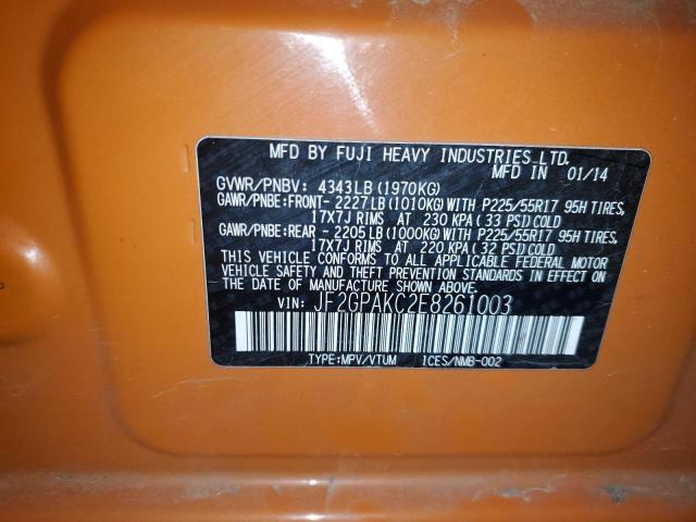 Photo 14 from auction – 2014 SUBARU XV CROSSTR with VIN JF2GPAKC2E8261003
