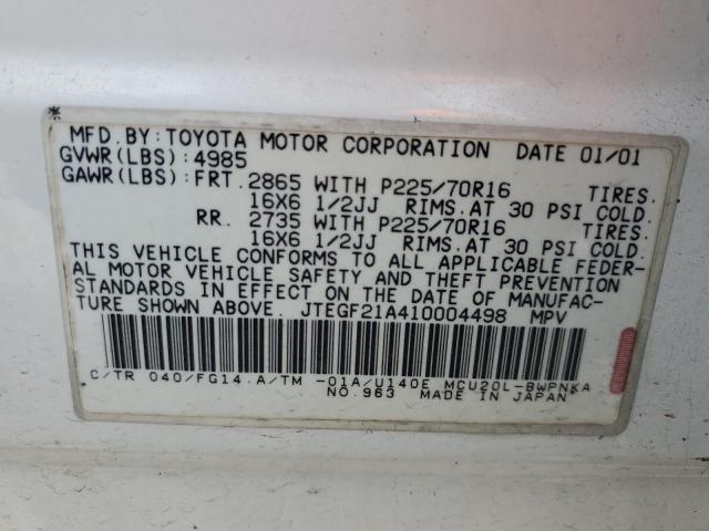 Photo 14 from auction – 2001 TOYOTA HIGHLANDER with VIN JTEGF21A410004498