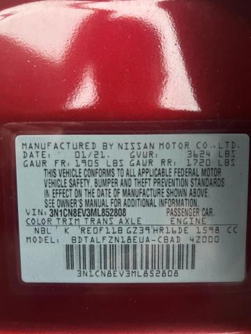 Photo 10 from auction – 2021 NISSAN VERSA SV with VIN 3N1CN8EV3ML852808