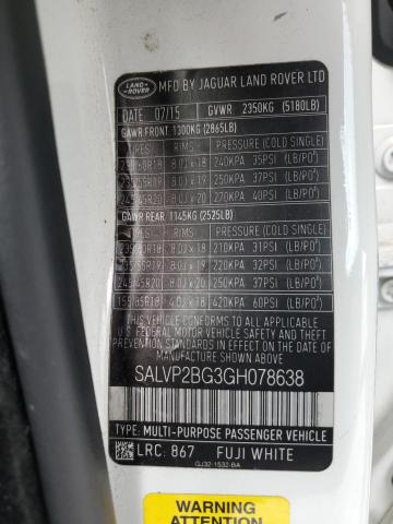 Photo 14 from auction – 2016 LAND ROVER RANGE ROVE with VIN SALVP2BG3GH078638