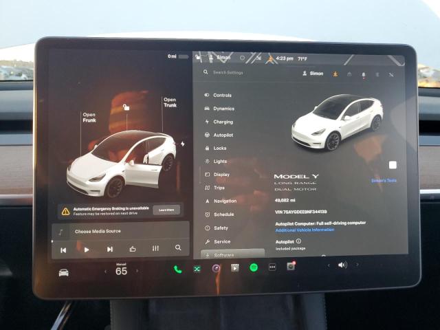 Photo 9 from auction – 2022 TESLA MODEL Y with VIN 7SAYGDEE9NF344139
