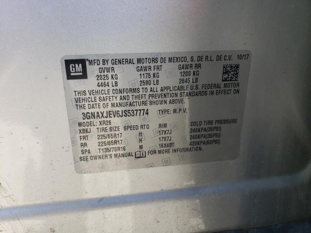 Photo 14 from auction – 2018 CHEVROLET EQUINOX LT with VIN 3GNAXJEV6JS537774