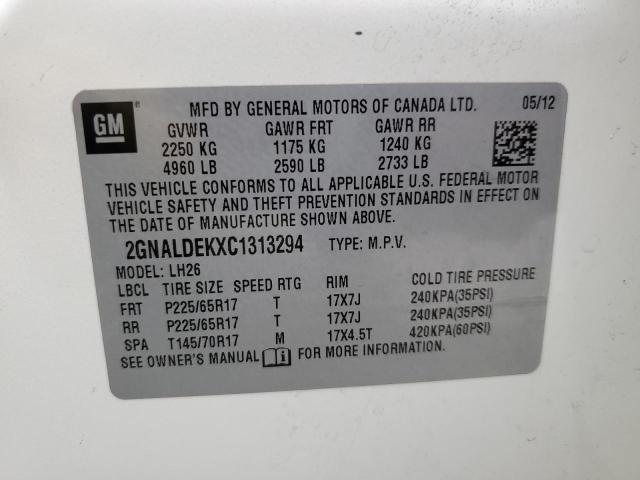 Photo 14 from auction – 2012 CHEVROLET EQUINOX LT with VIN 2GNALDEKXC1313294