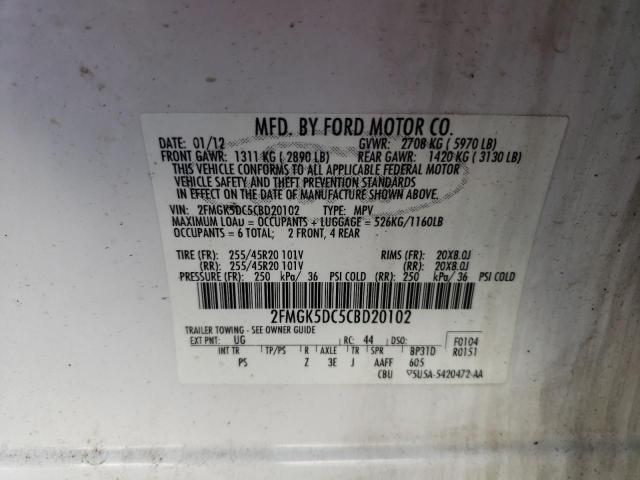 Photo 14 from auction – 2012 FORD FLEX LIMIT with VIN 2FMGK5DC5CBD20102