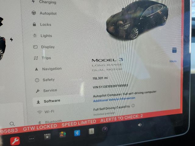 Photo 9 from auction – 2019 TESLA MODEL 3 with VIN 5YJ3E1EB2KF195683