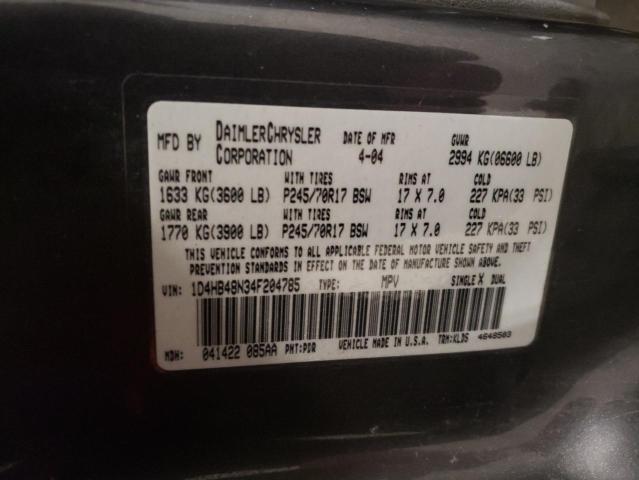 Photo 14 from auction – 2004 DODGE DURANGO SL with VIN 1D4HB48N34F204785