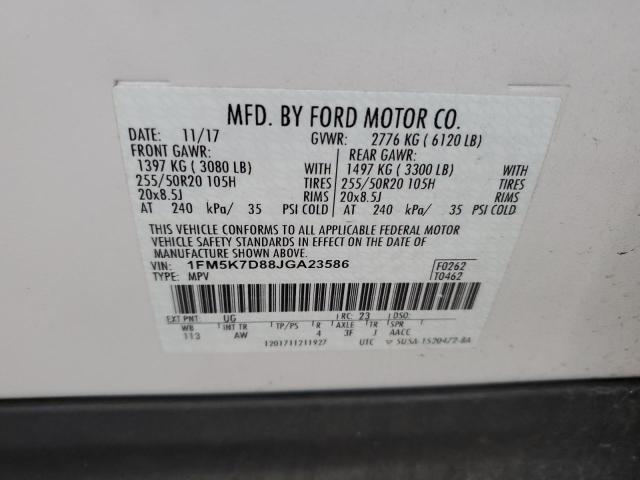 Photo 14 from auction – 2018 FORD EXPLORER X with VIN 1FM5K7D88JGA23586