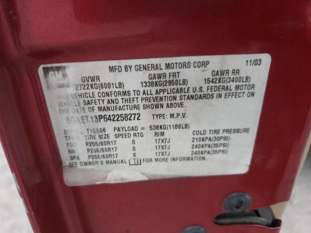 Photo 14 from auction – 2004 BUICK RAINIER CX with VIN 5GAET13P642258272