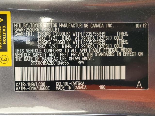 Photo 14 from auction – 2013 LEXUS RX 350 with VIN 2T2ZK1BA2DC104655