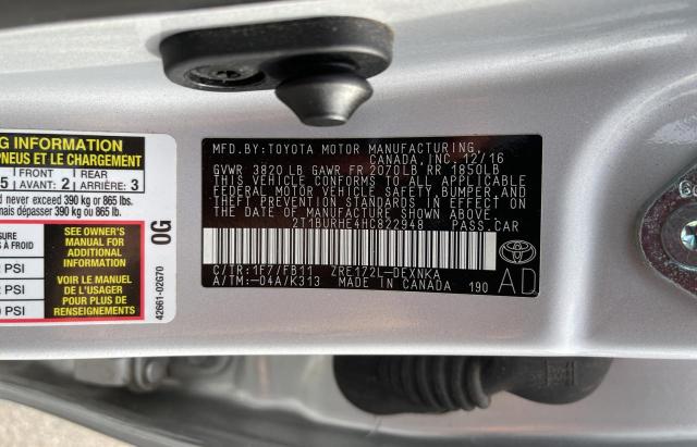 Photo 10 from auction – 2017 TOYOTA COROLLA L with VIN 2T1BURHE4HC822948