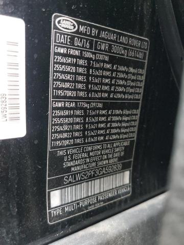 Photo 14 from auction – 2016 LAND ROVER RANGE ROVE with VIN SALWS2PF3GA592839