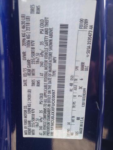 Photo 10 from auction – 2015 FORD ESCAPE TIT with VIN 1FMCU0JXXFUC03097