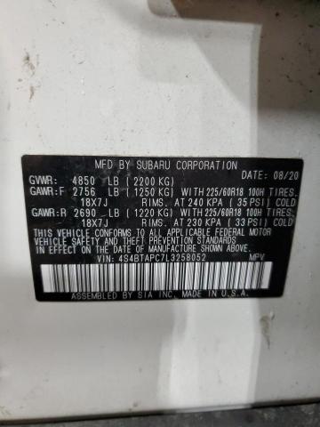 Photo 14 from auction – 2020 SUBARU OUTBACK TO with VIN 4S4BTAPC7L3258052