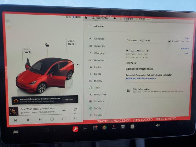 Photo 9 from auction – 2022 TESLA MODEL Y with VIN 7SAYGDEE7NA022435