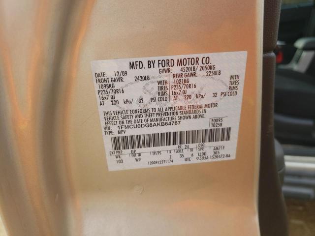 Photo 14 from auction – 2010 FORD ESCAPE XLT with VIN 1FMCU0DG8AKB64767