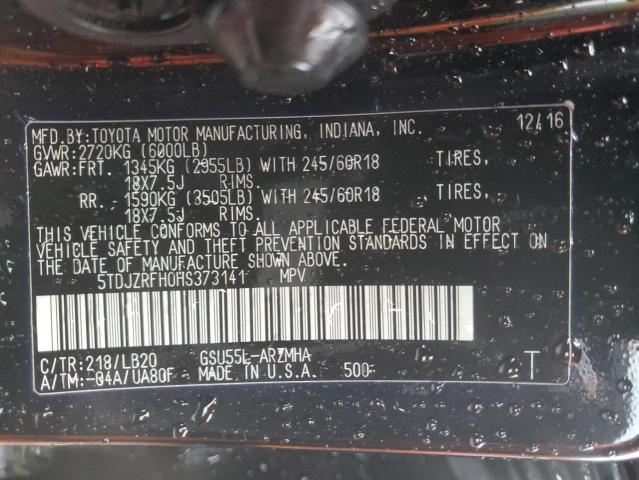 Photo 14 from auction – 2017 TOYOTA HIGHLANDER with VIN 5TDJZRFH0HS373141