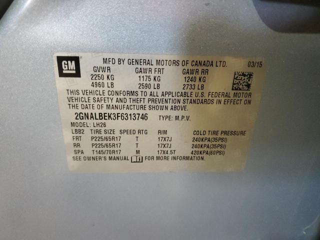 Photo 14 from auction – 2015 CHEVROLET EQUINOX LT with VIN 2GNALBEK3F6313746