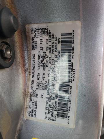 Photo 14 from auction – 2001 TOYOTA SEQUOIA SR with VIN 5TDBT44A51S036243