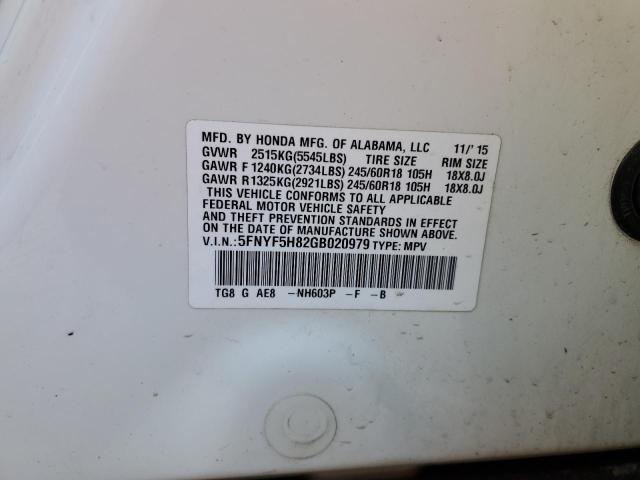 Photo 14 from auction – 2016 HONDA PILOT EXL with VIN 5FNYF5H82GB020979
