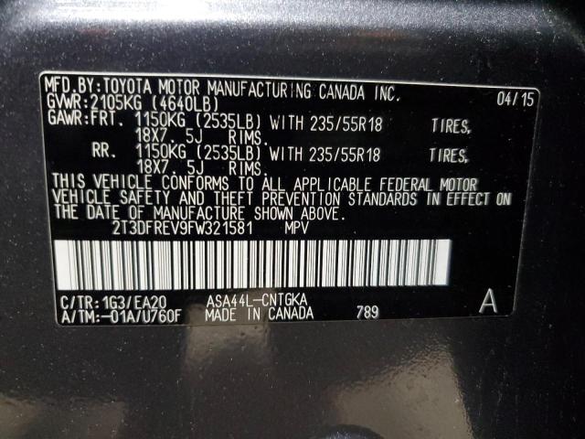 Photo 14 from auction – 2015 TOYOTA RAV4 LIMIT with VIN 2T3DFREV9FW321581