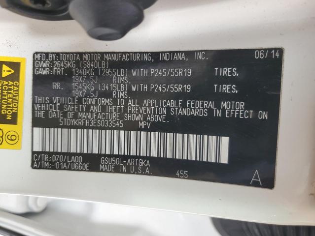 Photo 14 from auction – 2014 TOYOTA HIGHLANDER with VIN 5TDYKRFH3ES033545