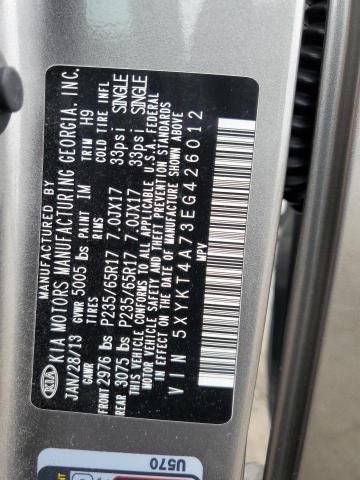 Photo 14 from auction – 2014 KIA SORENTO LX with VIN 5XYKT4A73EG426012