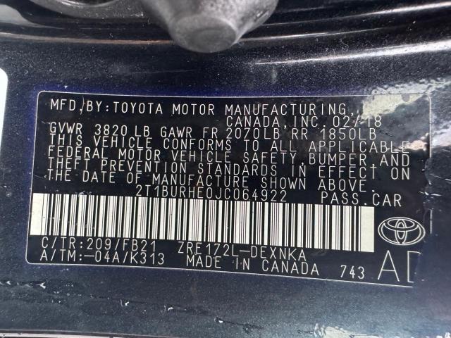 Photo 10 from auction – 2018 TOYOTA COROLLA L with VIN 2T1BURHE0JC064922
